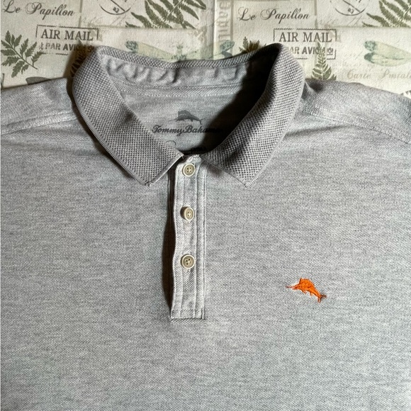 Tommy Bahama Short Sleeve Pima Cotton Polo Shirt large grey - Picture 1 of 8